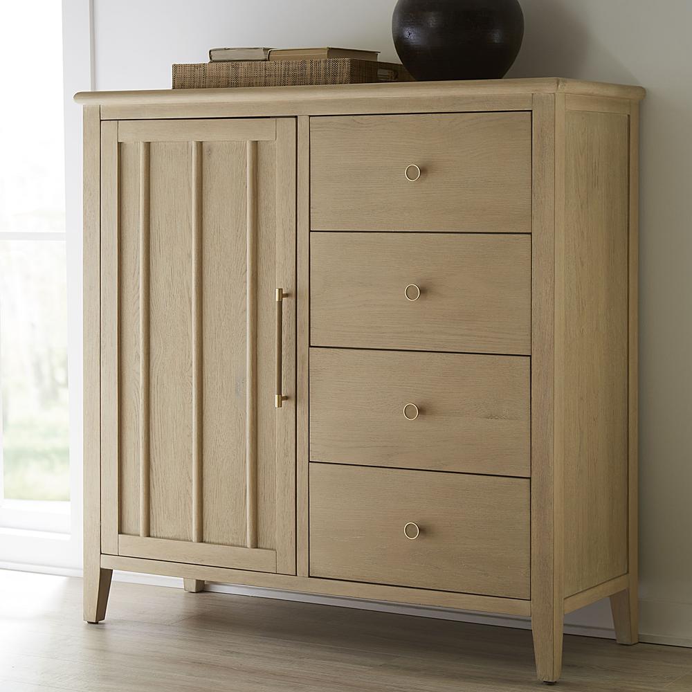 Camden Six Drawer One Door Oak Wood Chest in Chai. Picture 1