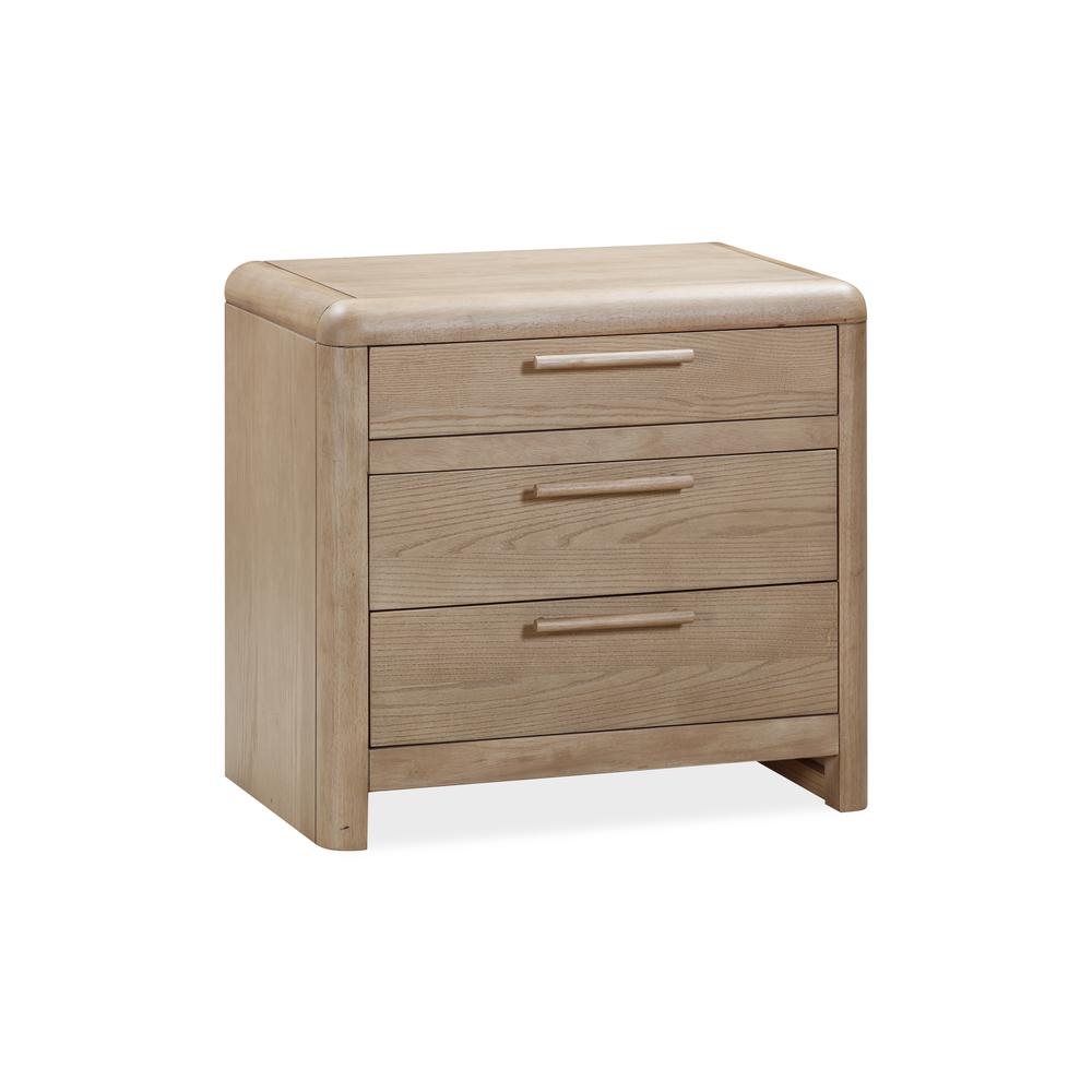 Furano Three Drawer Ash Wood Nightstand in Ginger. Picture 2