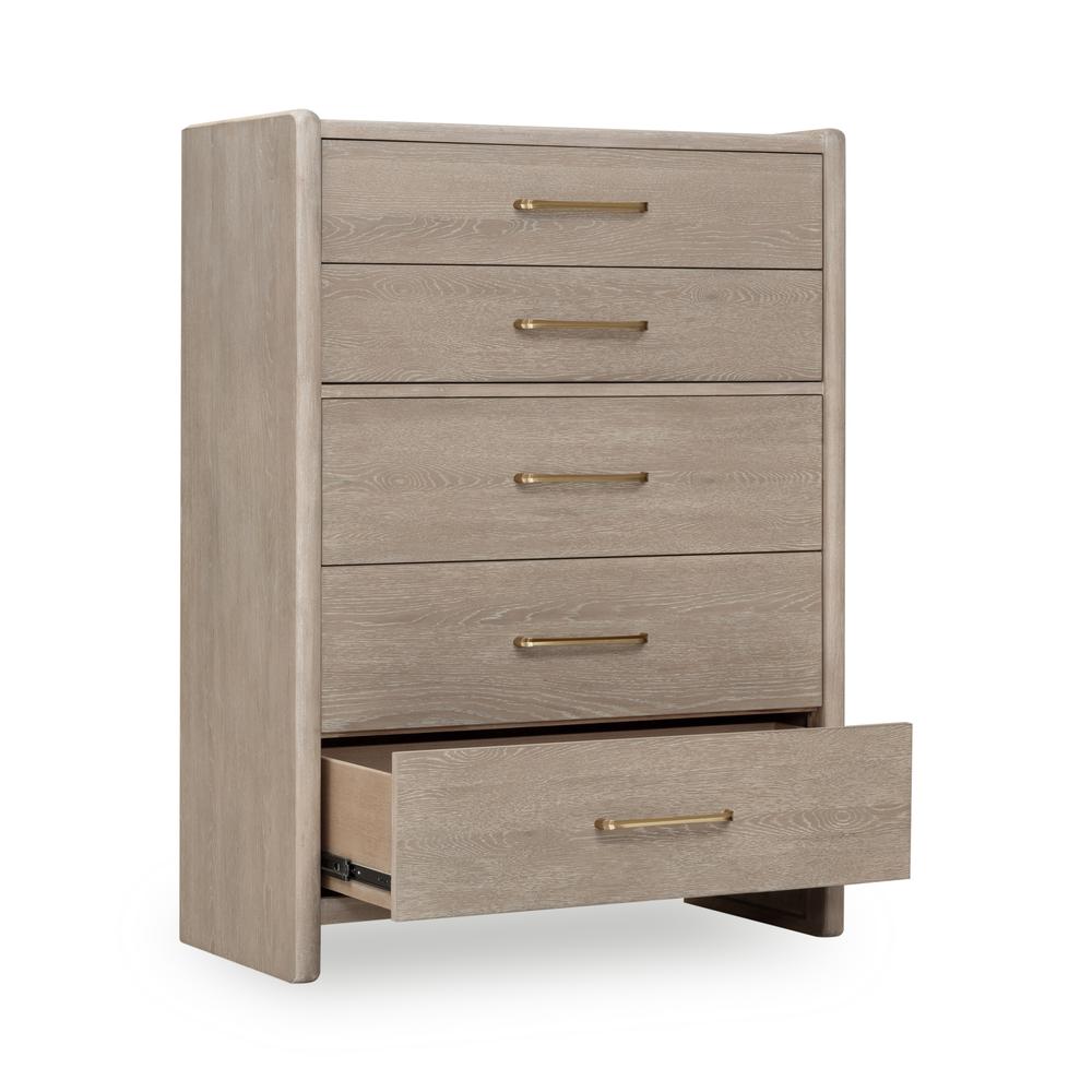 Gardenia Five Drawer Oak Wood Chest in Chai. Picture 3