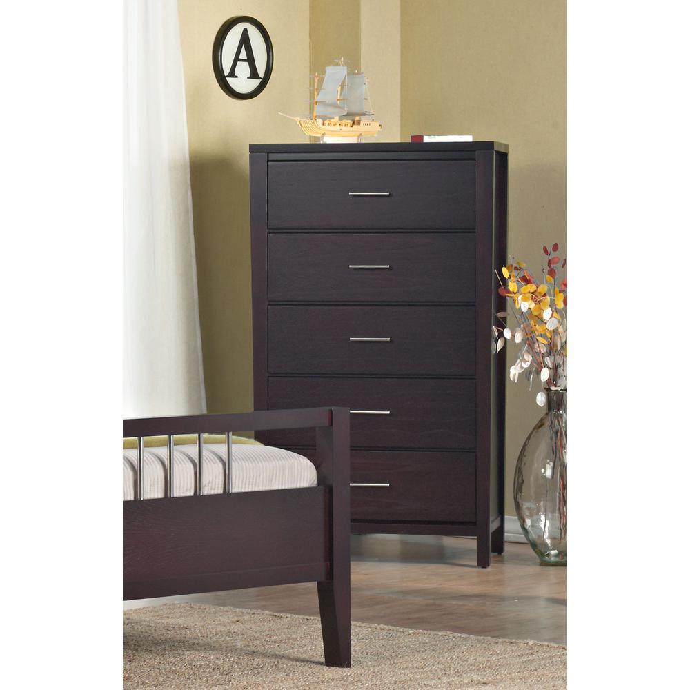Nevis Five Drawer Chest in Espresso (2024). Picture 6