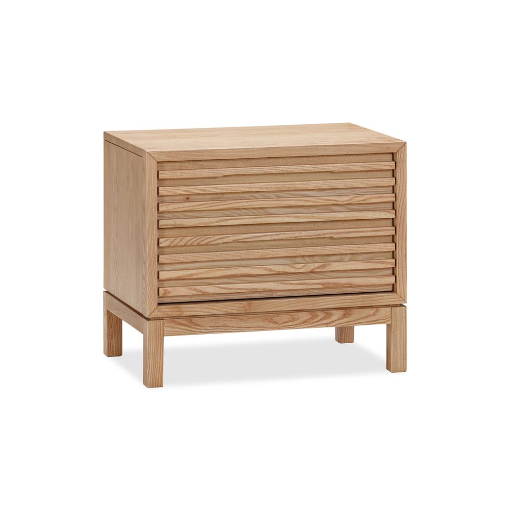 Tanner Two Drawer Ash Wood Nightstand in Flaxen. Picture 2