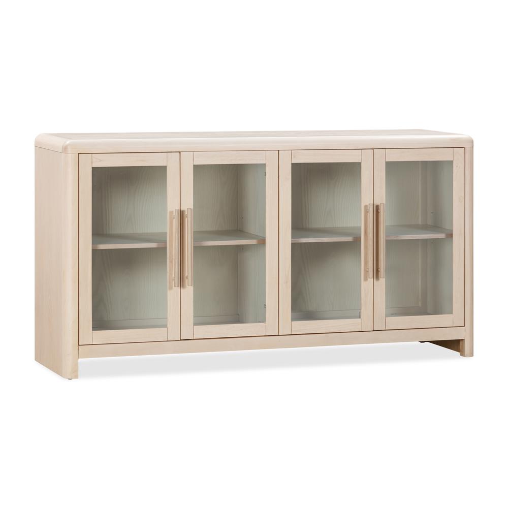 Liv Glass Door Ash Wood Sideboard in White Sand. Picture 2