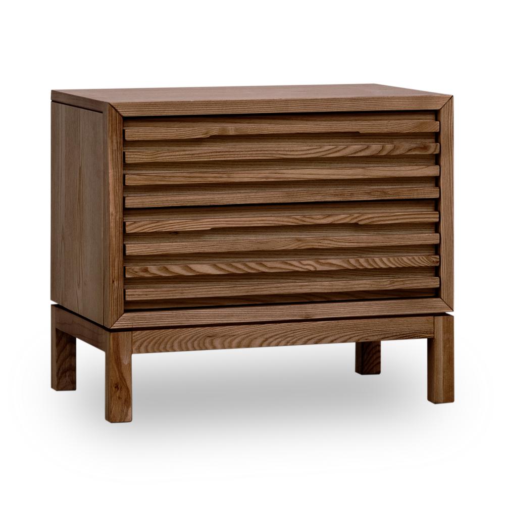 Tanner Two Drawer Ash Wood Nightstand in Roux. Picture 2
