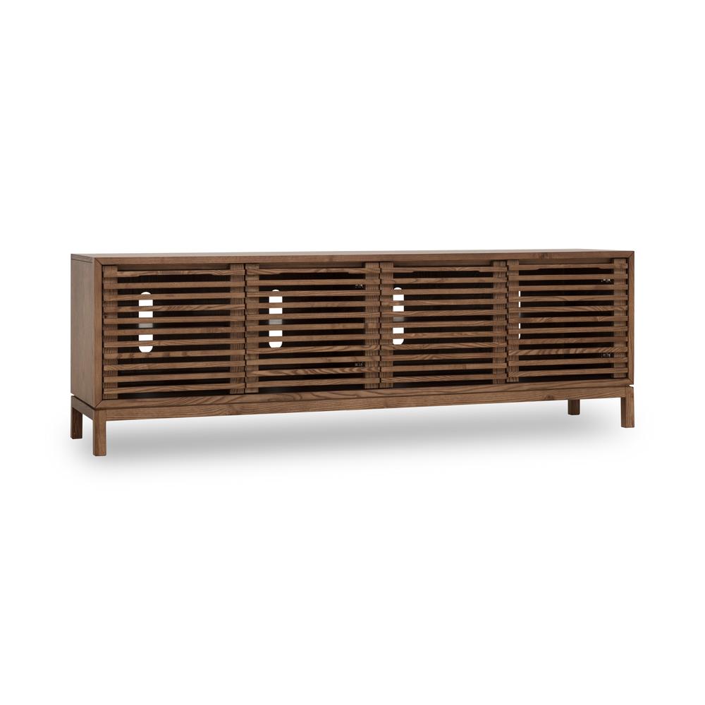 Tanner Four Door Solid Ash Media Console in Roux. Picture 2