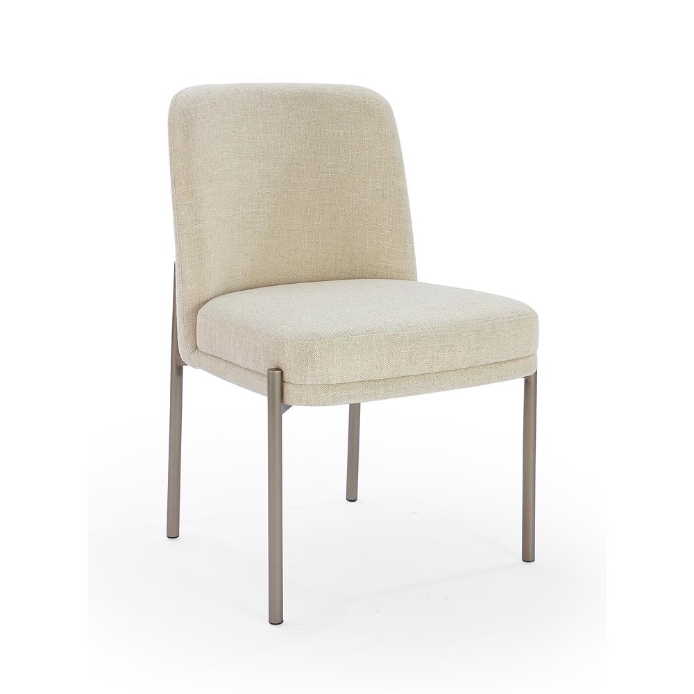 Dion Upholstered Dining Chair in Natural Light Linen, set of 2. Picture 2