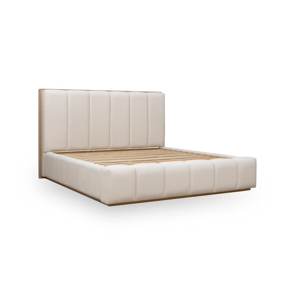 Gardenia Wood Frame Upholstered Platform Bed in Cotton and Chai. Picture 5