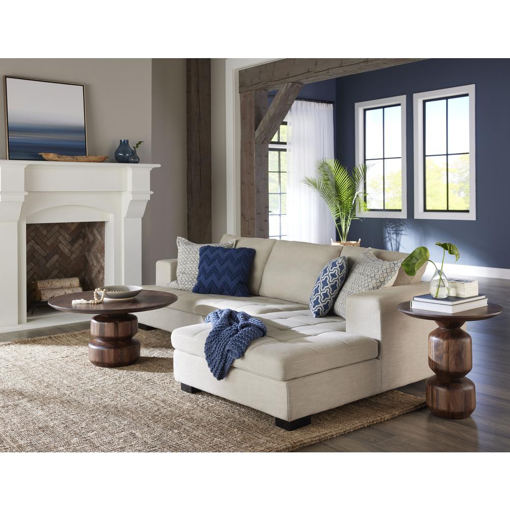 Virton Solid Wood Round Coffee Table in Smoked Brown. Picture 4