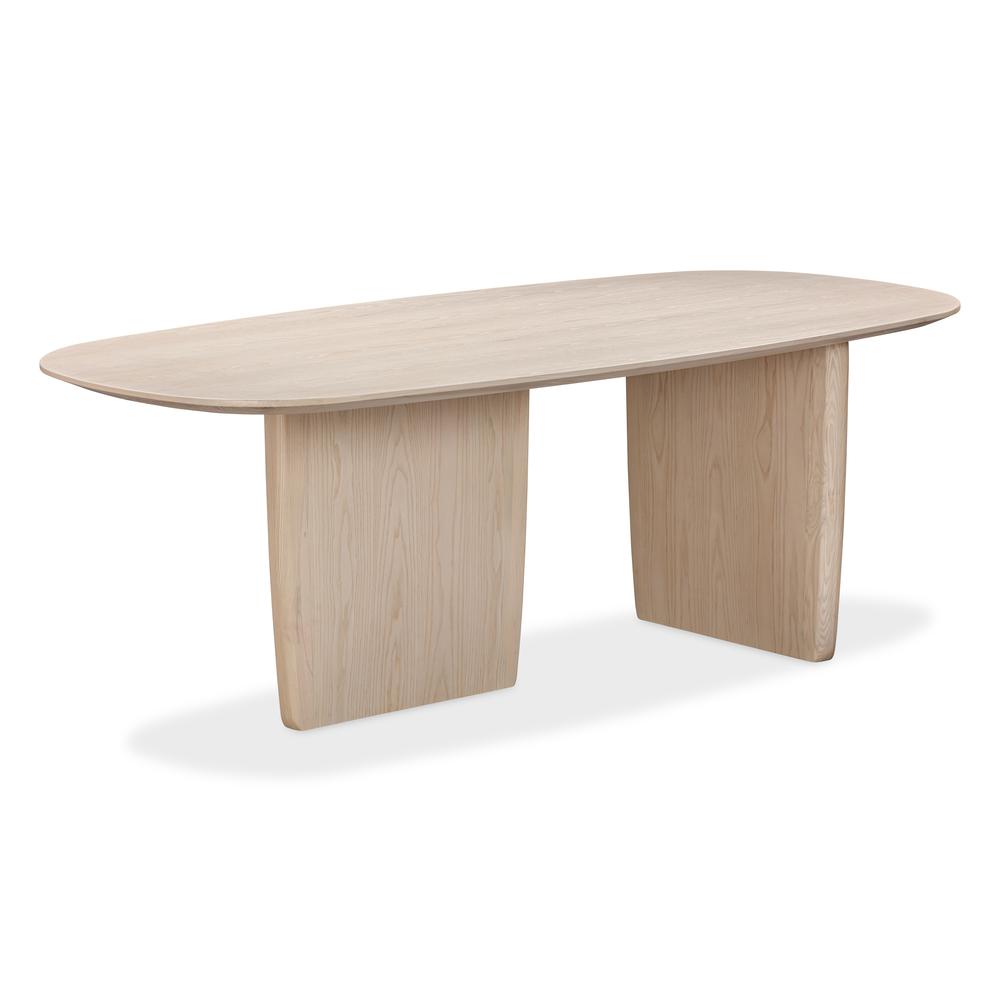 Liv Solid Ash Oval Dining Table in White Sand. Picture 1