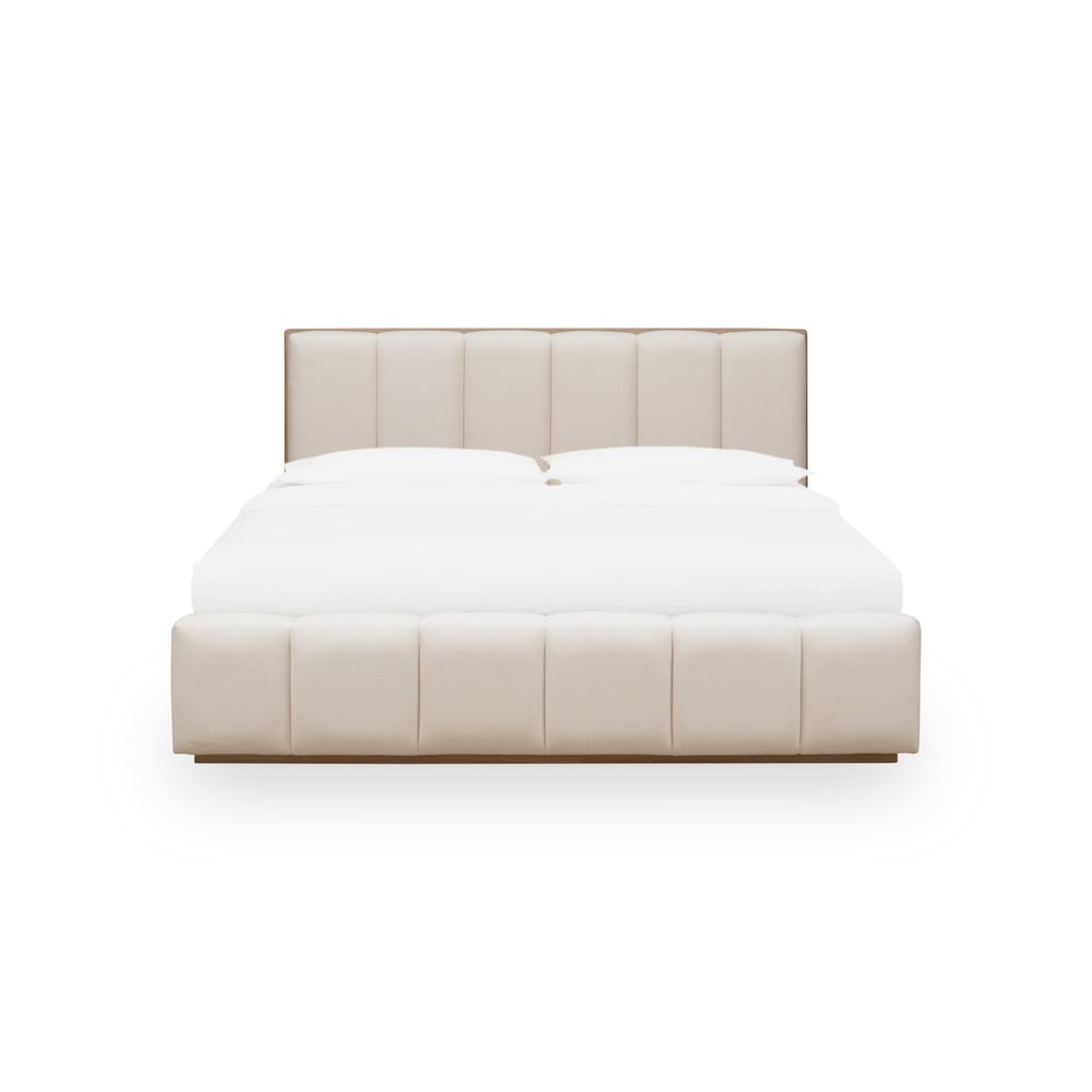 Gardenia Wood Frame Upholstered Platform Bed in Cotton and Chai. Picture 1