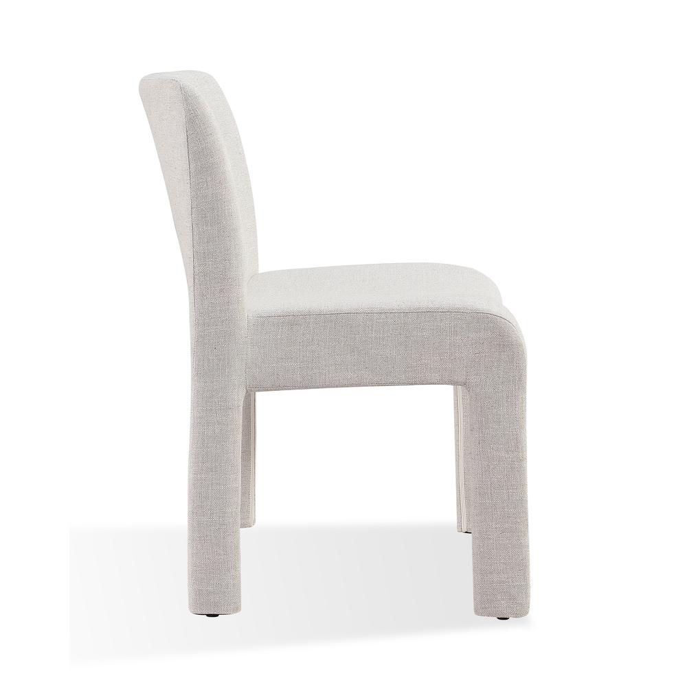 Devon Fully Upholstered Dining Chair in Turtle Dove Linen, set of 2. Picture 4