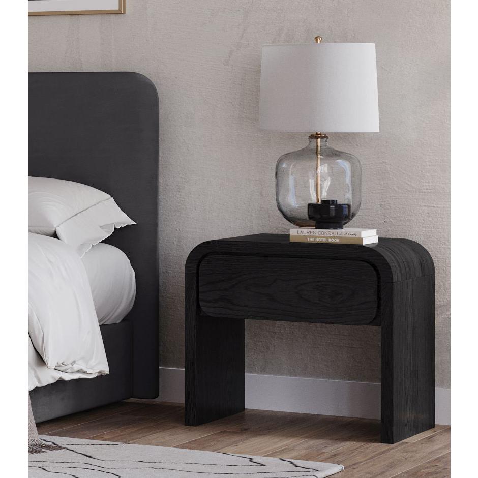 Elora One Drawer Nightstand in Jet Black Ash. Picture 2