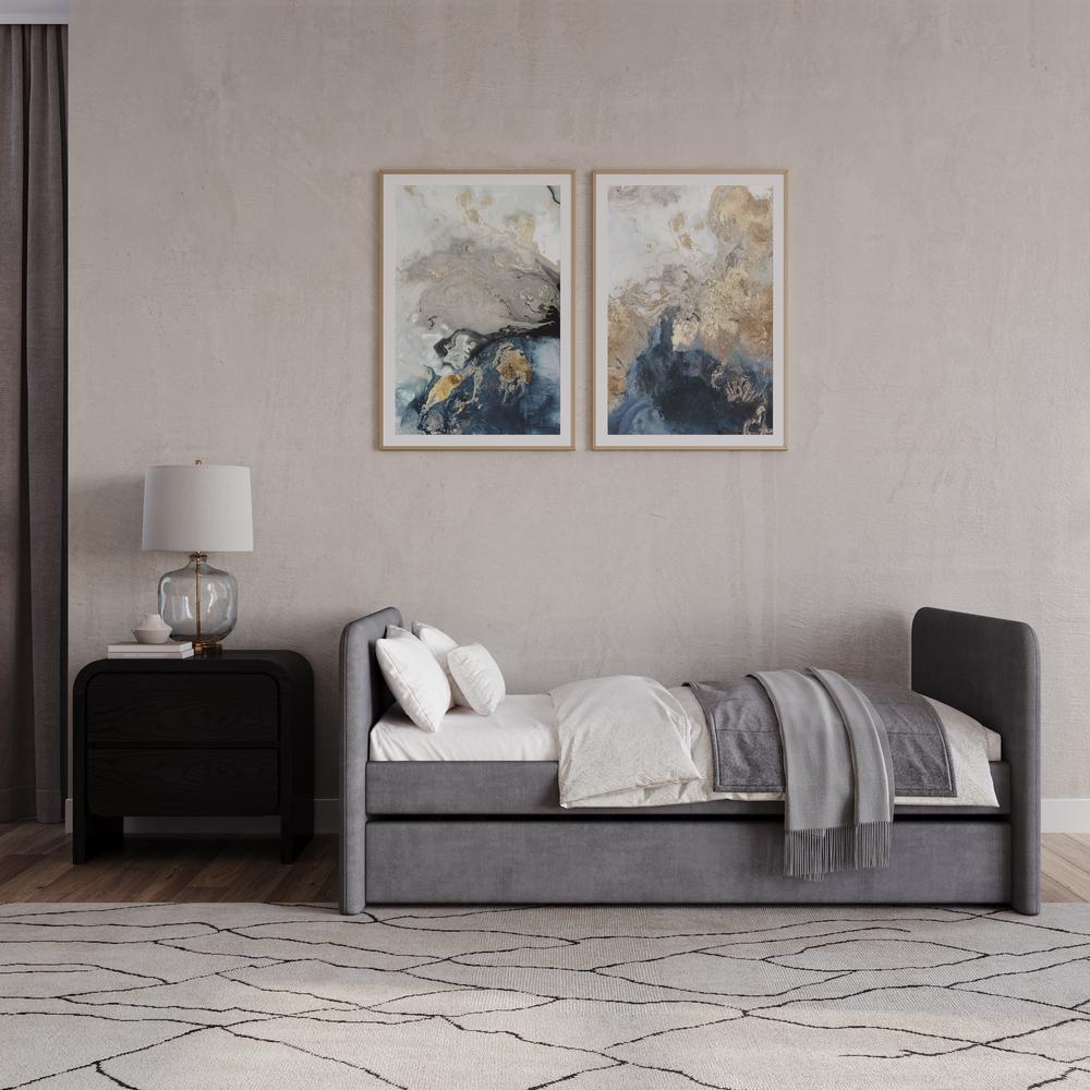 Elora Upholstered Daybed with Trundle in Charcoal Velvet. Picture 2