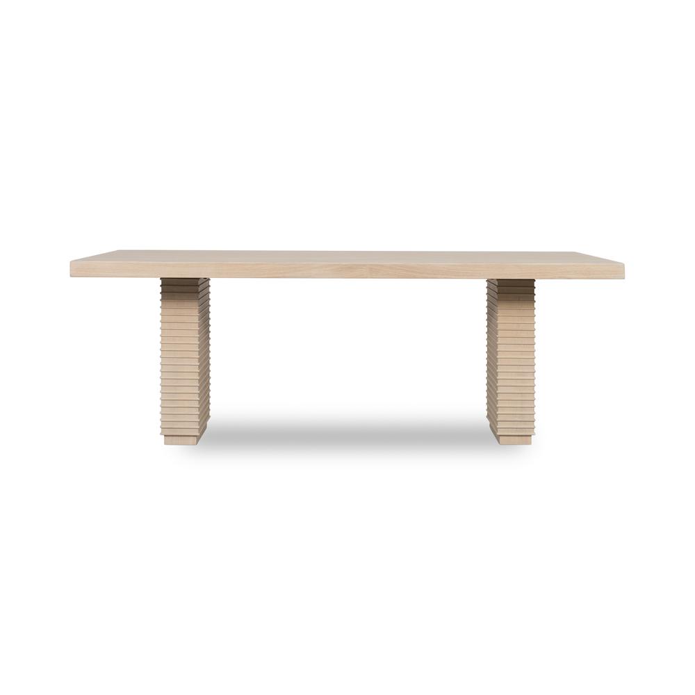 Magnolia Double Pedestal Elm Wood Dining Table in Daffodil. Picture 1