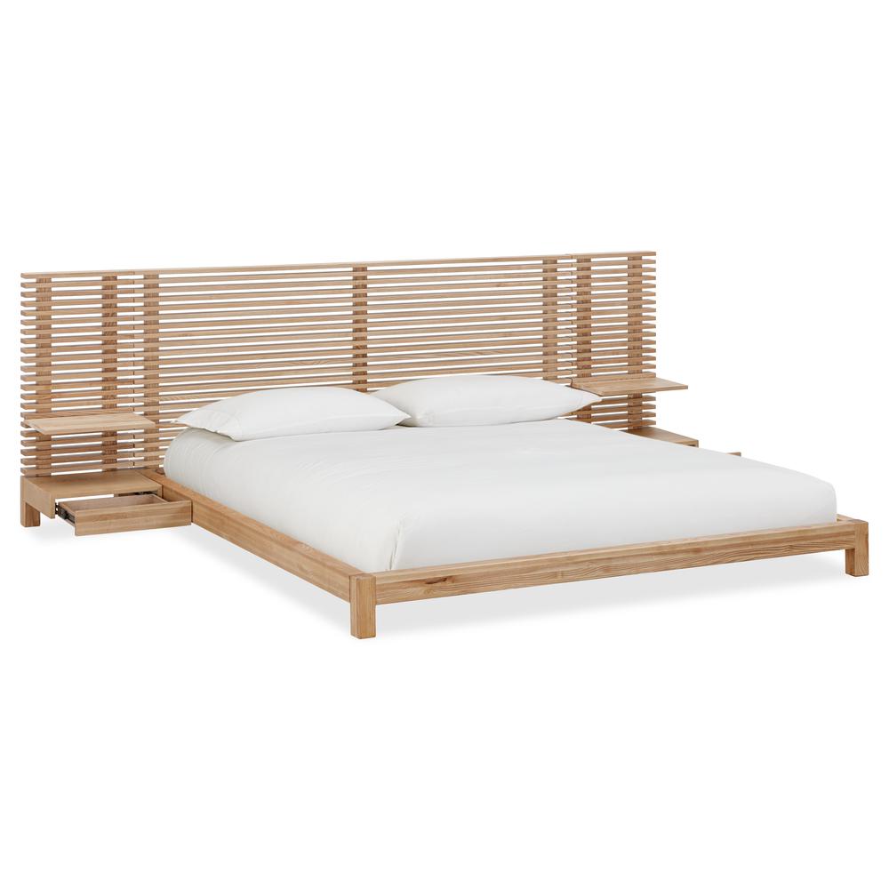 Tanner Solid Ash Wall Bed with Integrated Nightstands in Flaxen. Picture 2