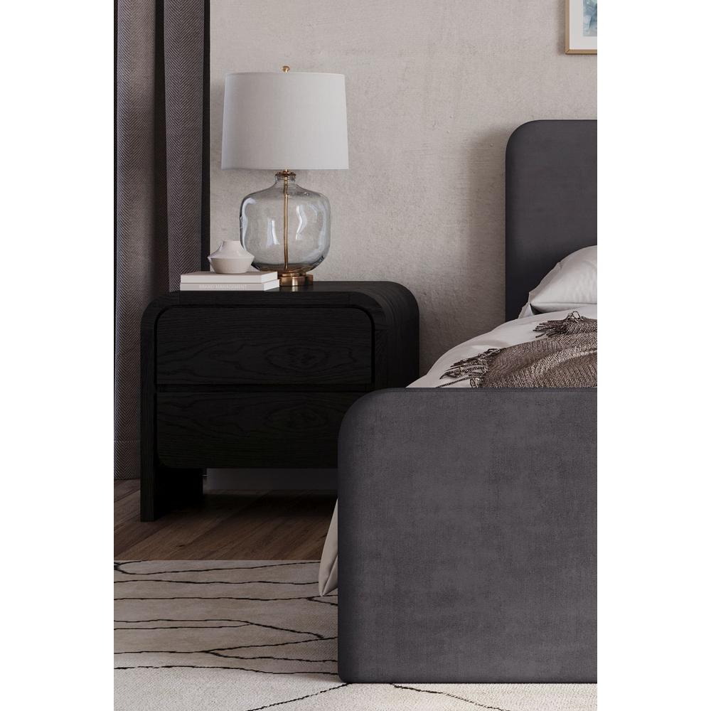 Elora Two Drawer Nightstand in Jet Black Ash. Picture 5