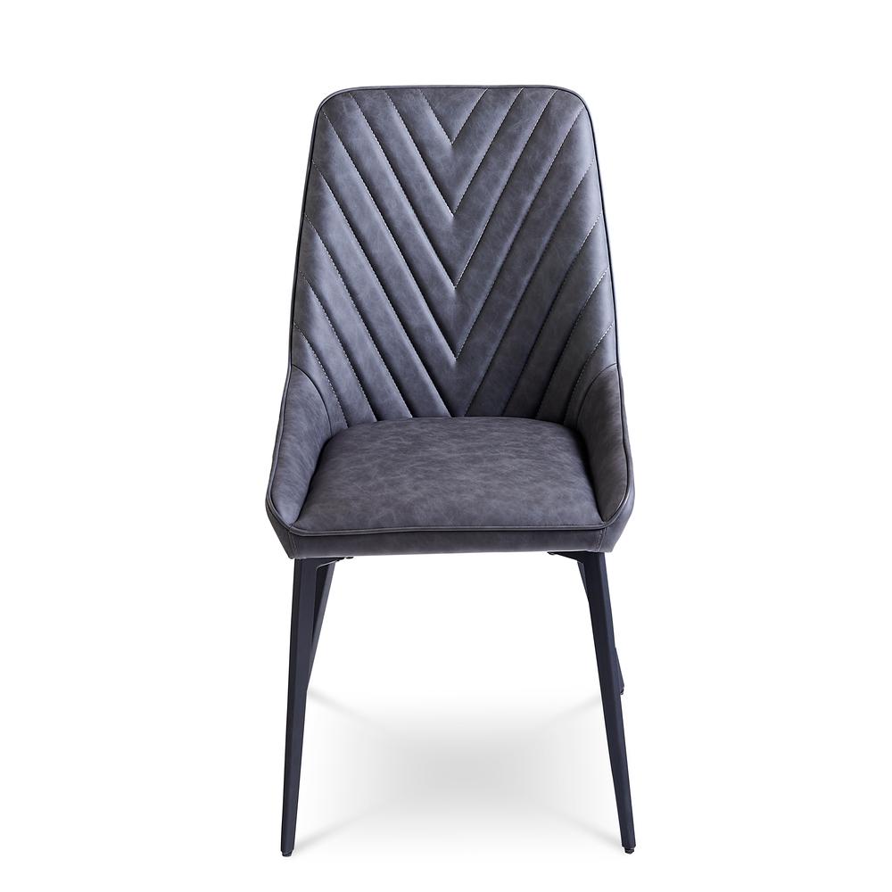 Lucia Upholstered Dining Chair in Charcoal Synthetic Leather, set of 2. Picture 2