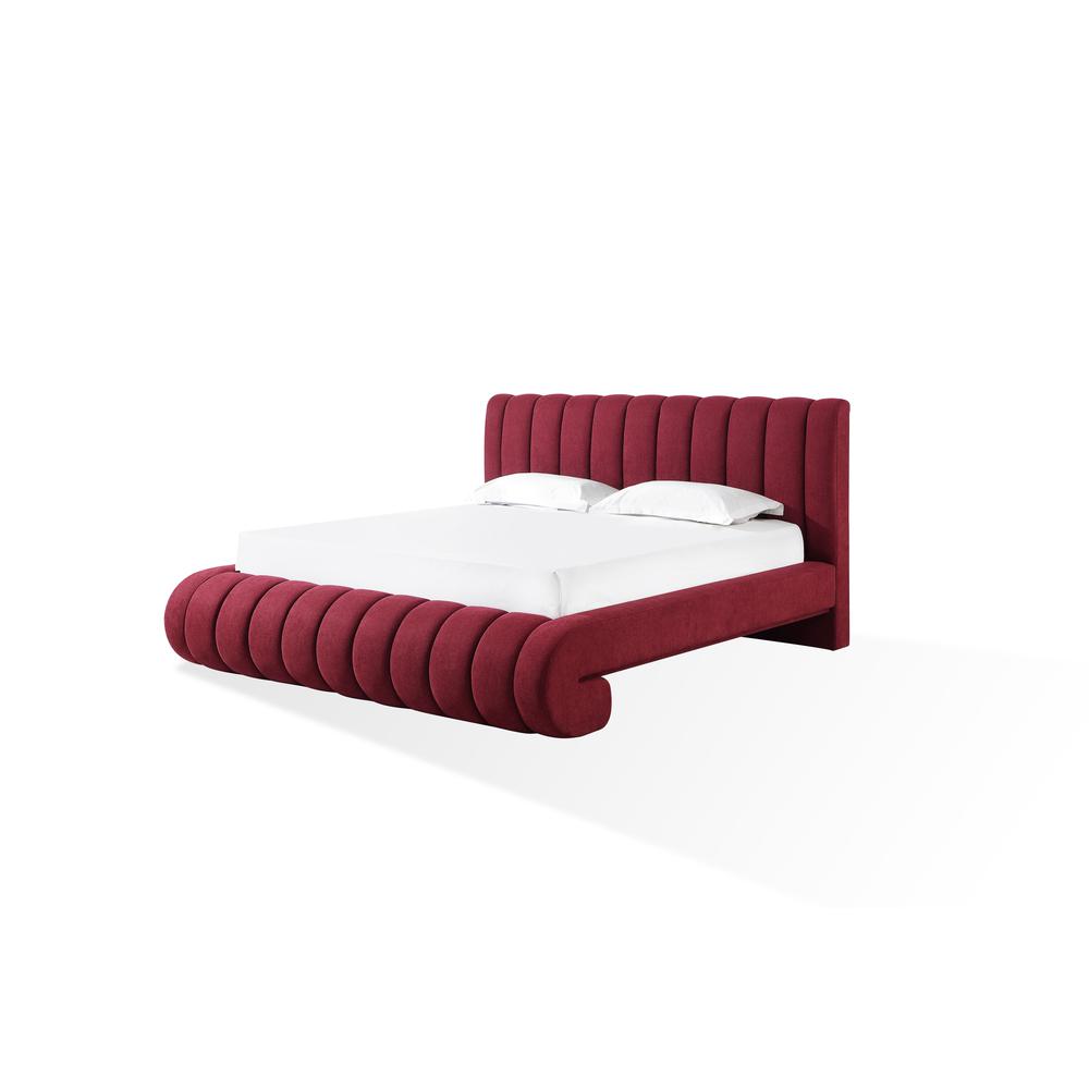 Savage Maximalist Upholstered Bed in Ruby Chenille. Picture 1