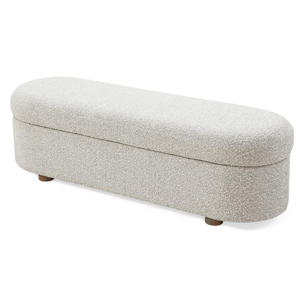Kiki Upholstered Hinged Storage Bench in Cotton Ball Boucle. Picture 4