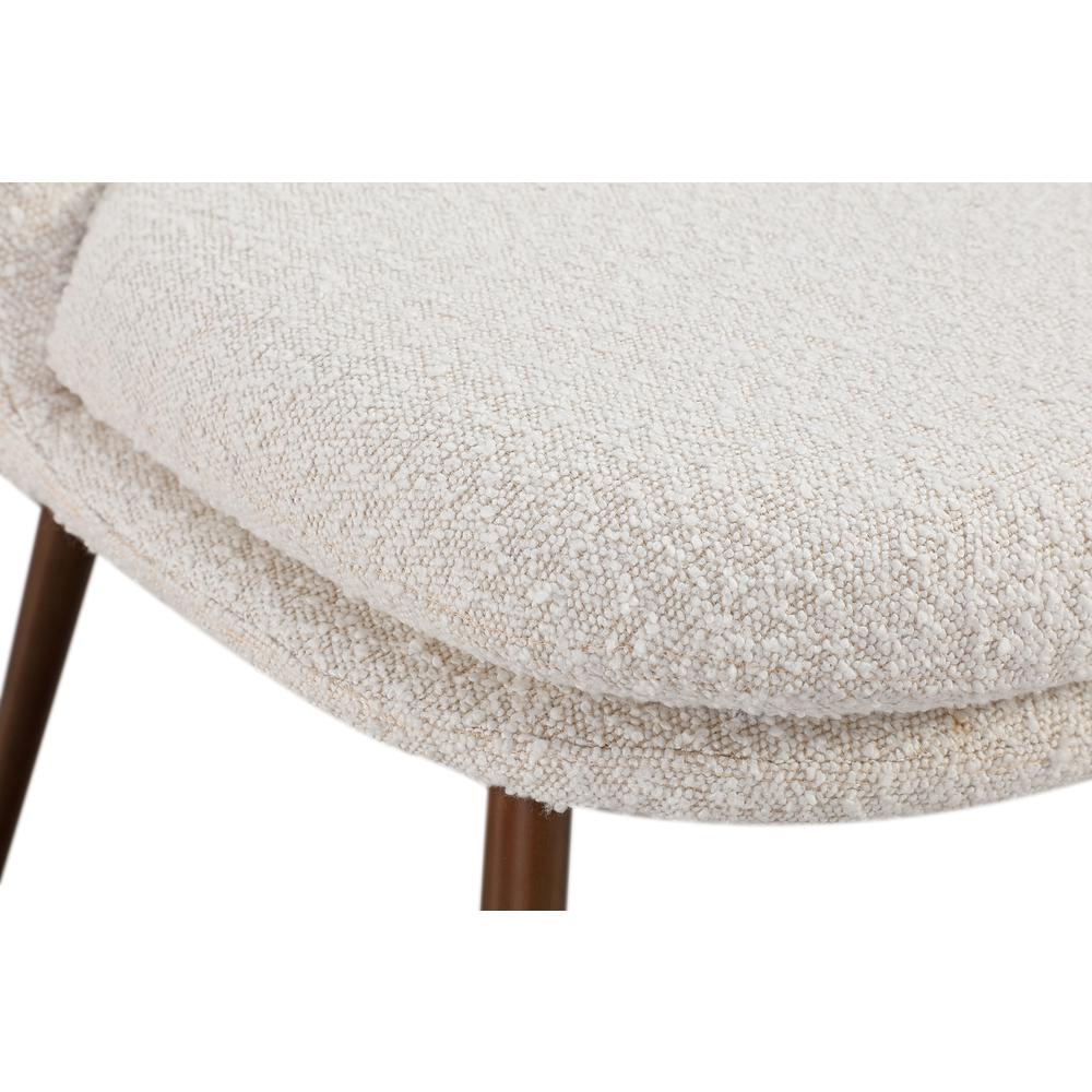 Wyatt Upholstered Dining Chair in Ricotta Boucle and Bronze Metal, set of 2. Picture 5