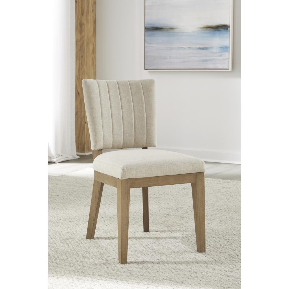 Sumner Channel Back Upholstered Dining Chair in Natural, set of 2. Picture 1