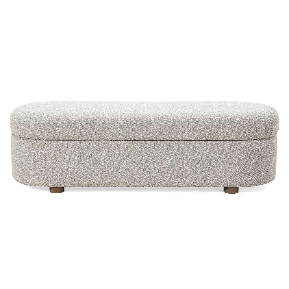 Kiki Upholstered Hinged Storage Bench in Cotton Ball Boucle. Picture 3