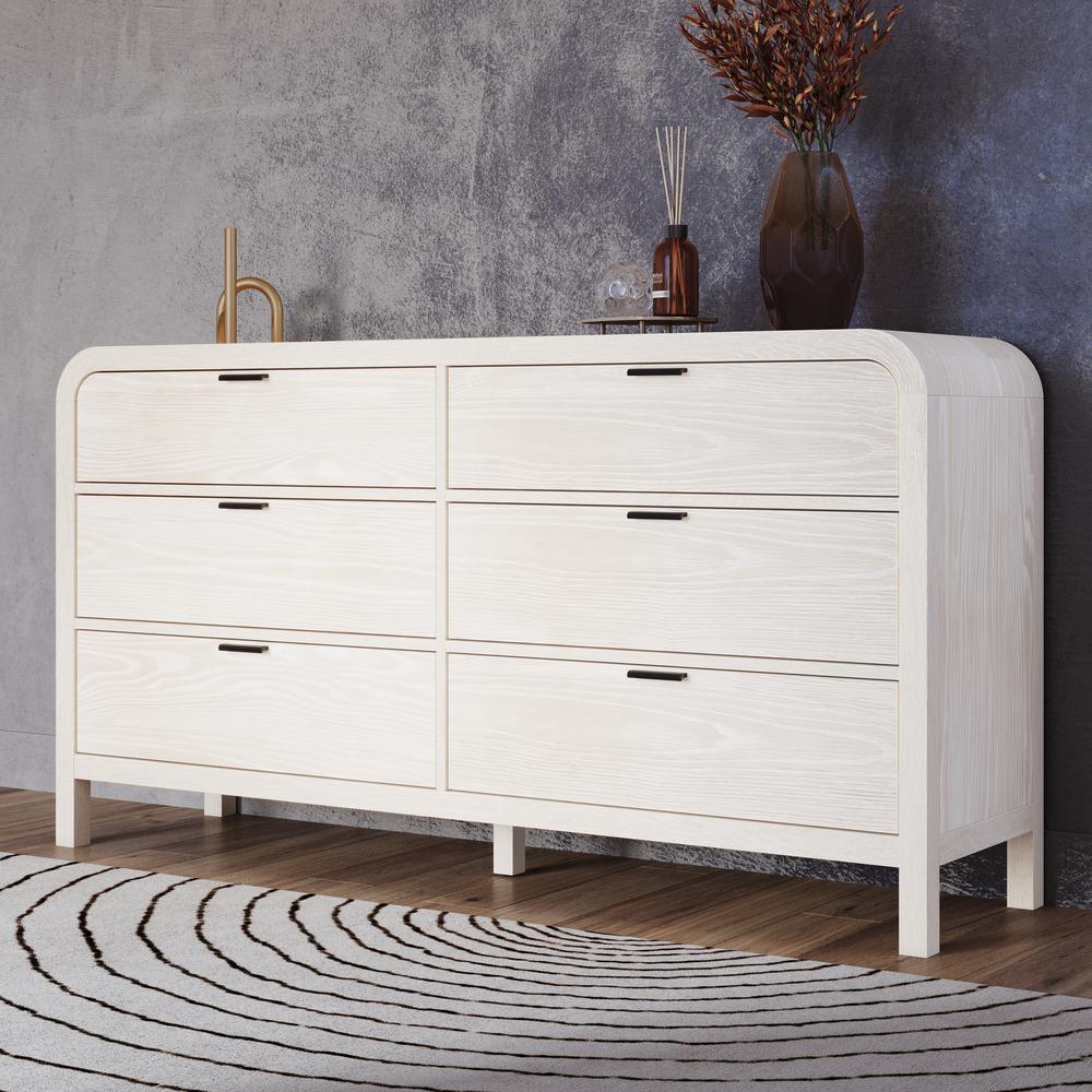 Drake Six Drawer Dresser in Sugar. Picture 1