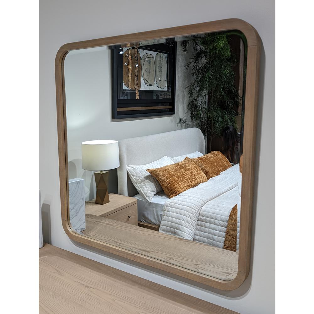 Penny Beveled Glass Wall or Dresser Mirror in Buff Cream. Picture 1