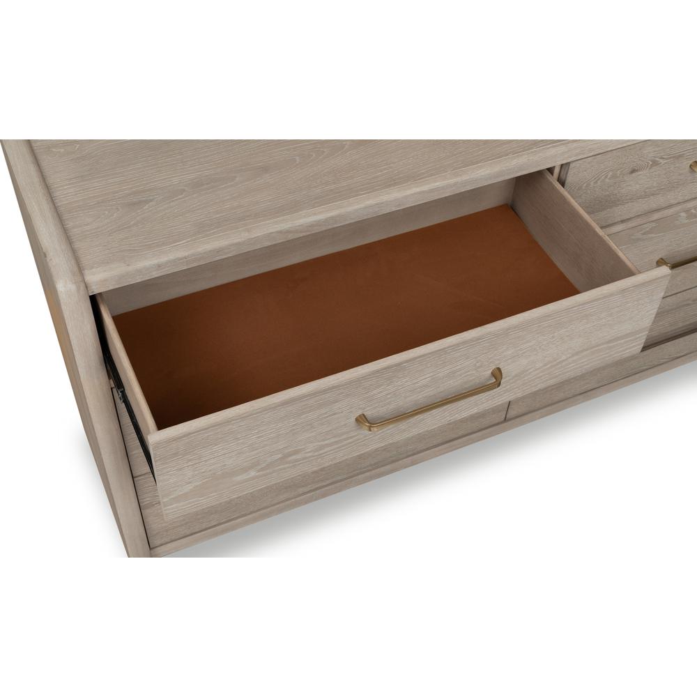 Gardenia Six Drawer Oak Wood Dresser in Chai. Picture 6