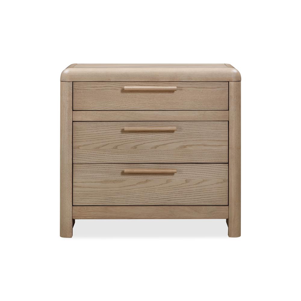 Furano Three Drawer Ash Wood Nightstand in Ginger. Picture 1