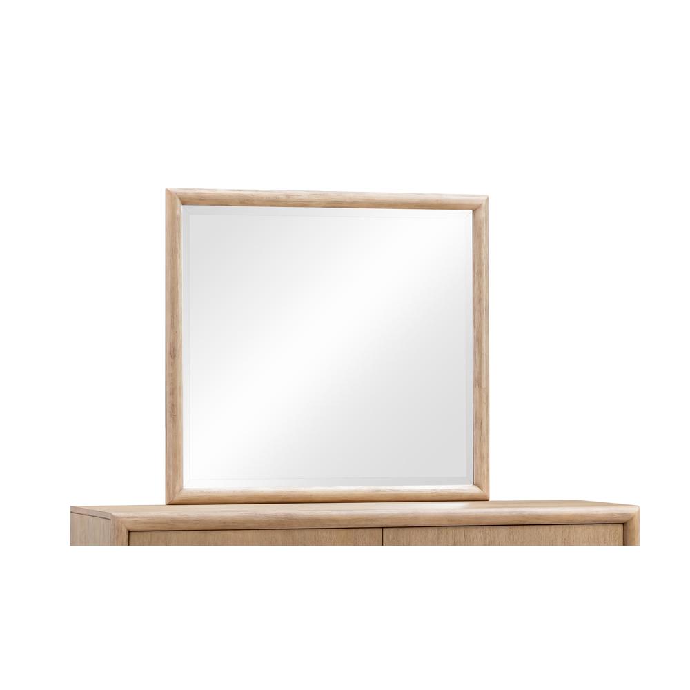 Dorsey Solid Wood and Glass Mirror in Granola. Picture 1