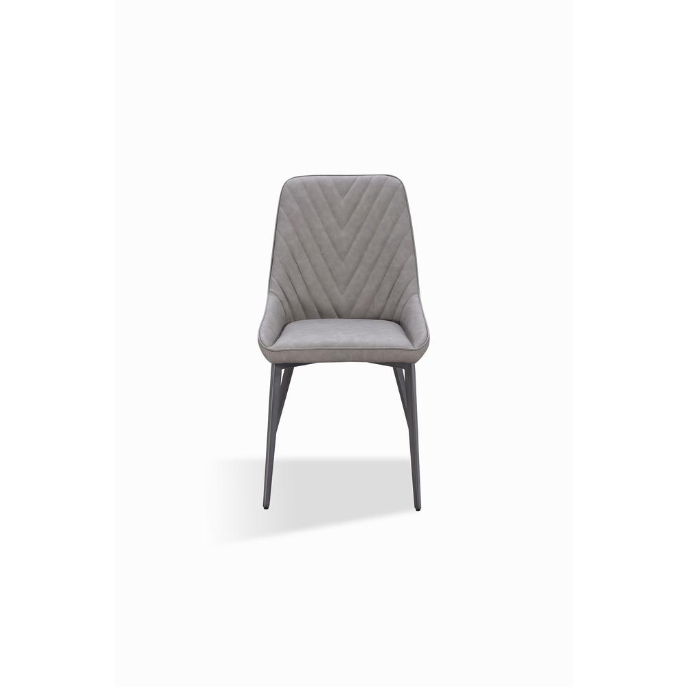 Metal Leg Upholstered Dining Chair in Anchor Gray Synthetic Leather, set of 2. Picture 1