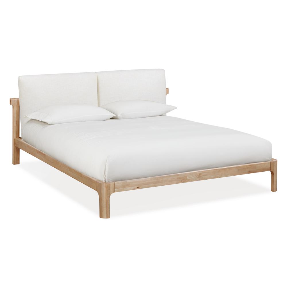 Furano Upholstered Two Cushion Platform Bed in Ginger and Natural Linen. Picture 2