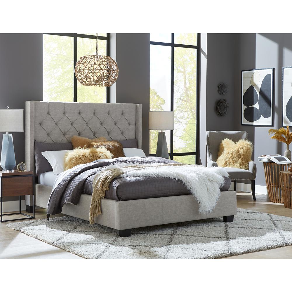 Verona Upholstered Platform Bed in Speckled Grey. Picture 1