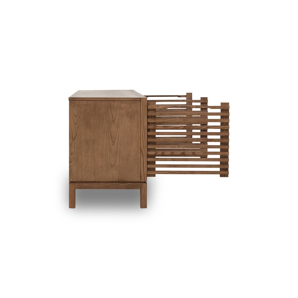 Tanner Four Door Solid Ash Media Console in Roux. Picture 4