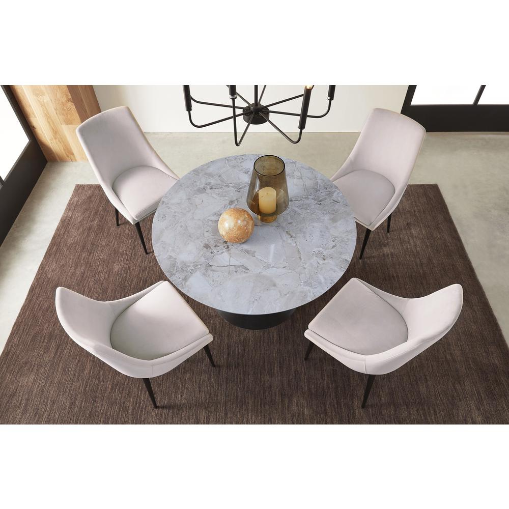 Winston Upholstered Metal Leg Dining Chair in Ash Grey and Black, set of 2. Picture 3