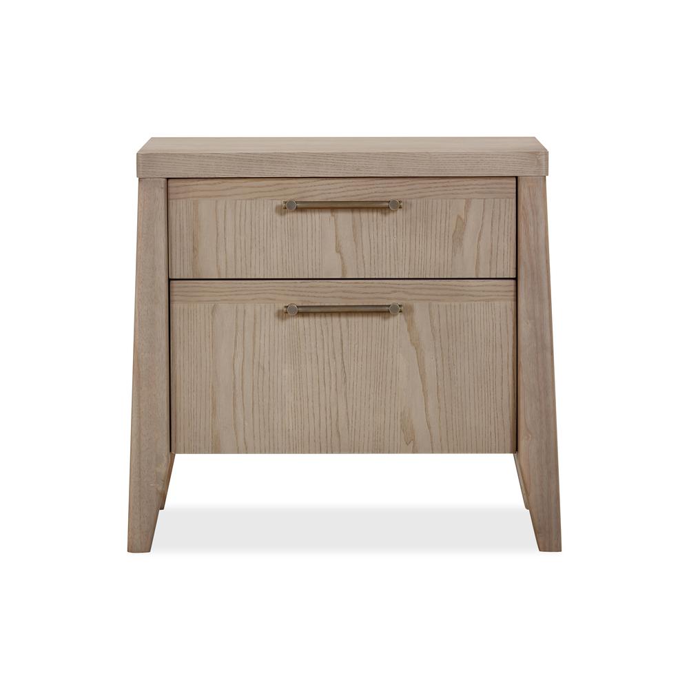 Sumire Two Drawer Ash Wood Nightstand in Ginger. Picture 1