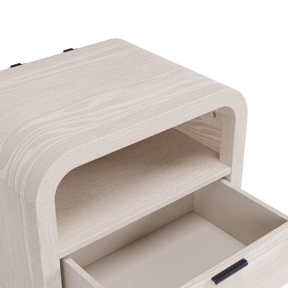 Drake One Drawer One Shelf USB-Charging Nightstand in Sugar. Picture 4