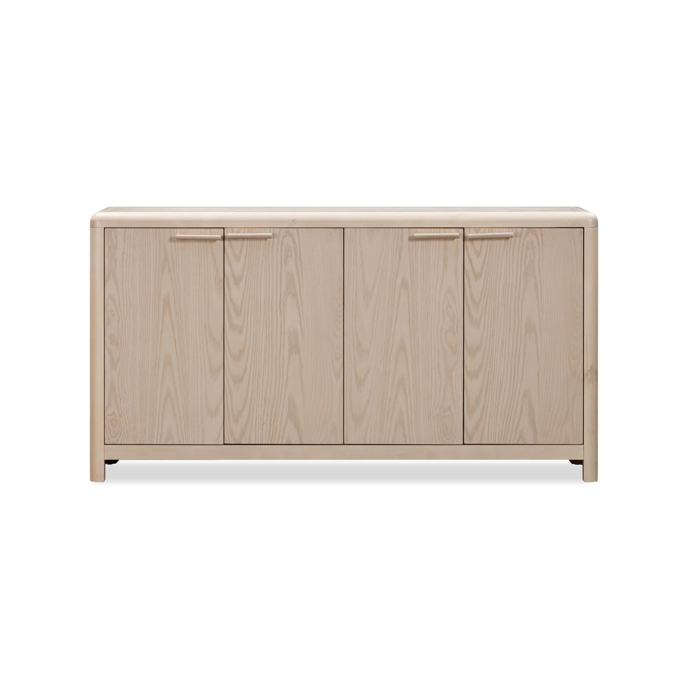 Liv Four Door Ash Wood Sideboard in White Sand. Picture 1