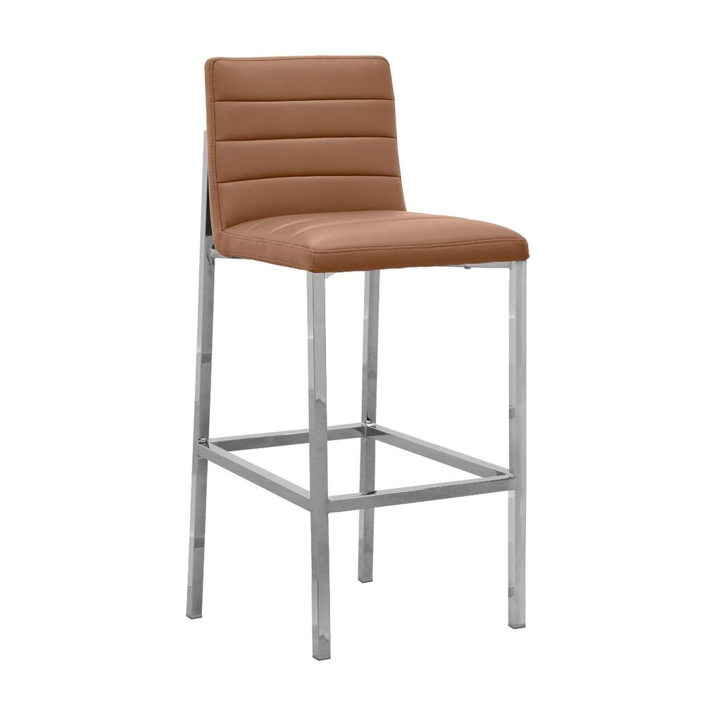 Amalfi Metal Back Bar Stool in Cognac, set of 2. Picture 1