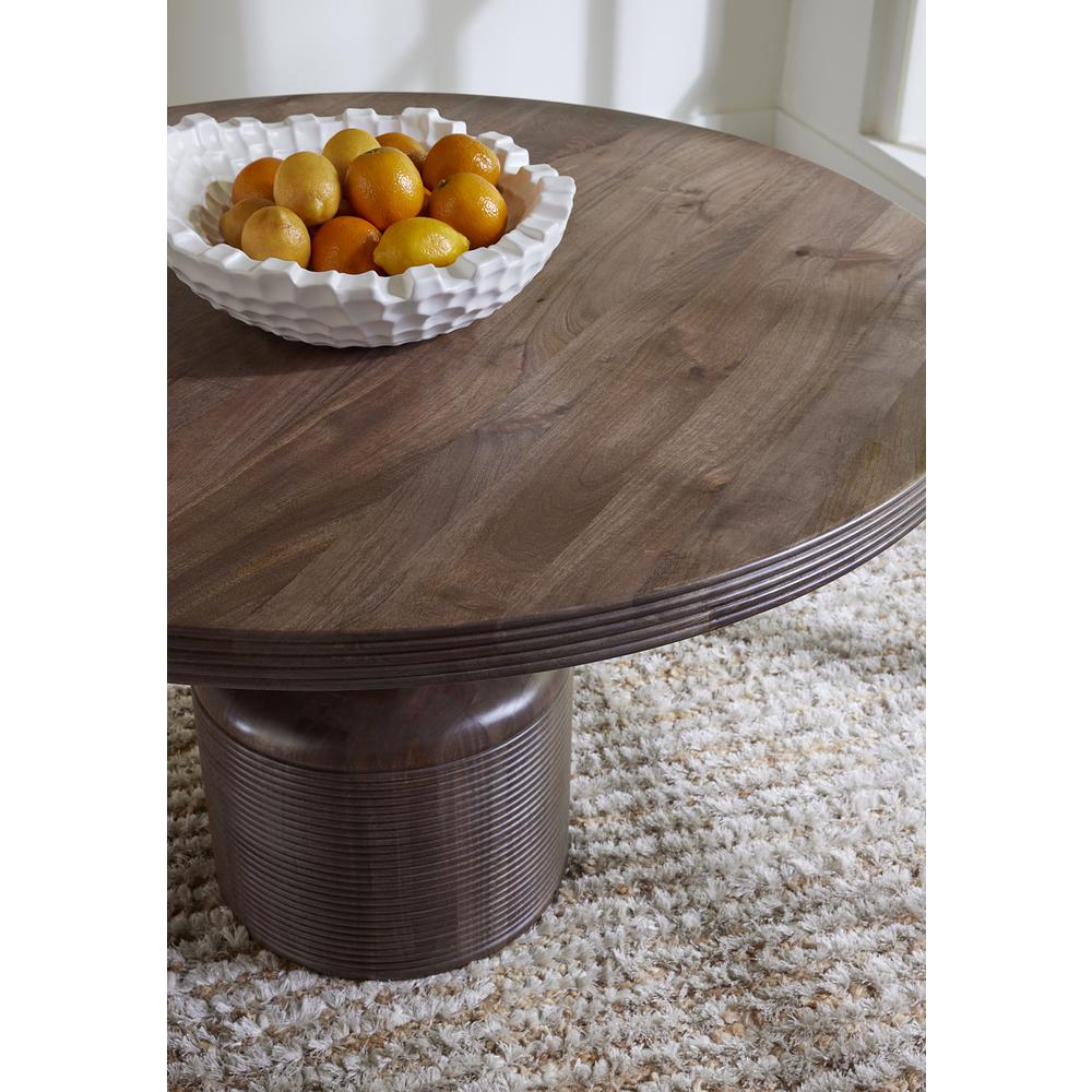 Liyana Solid Wood Round Dining Table in Natural Tan. Picture 3