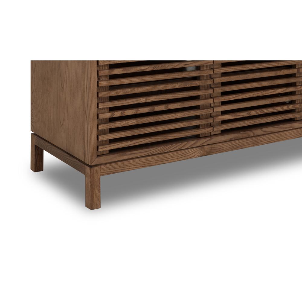 Tanner Four Door Solid Ash Media Console in Roux. Picture 5