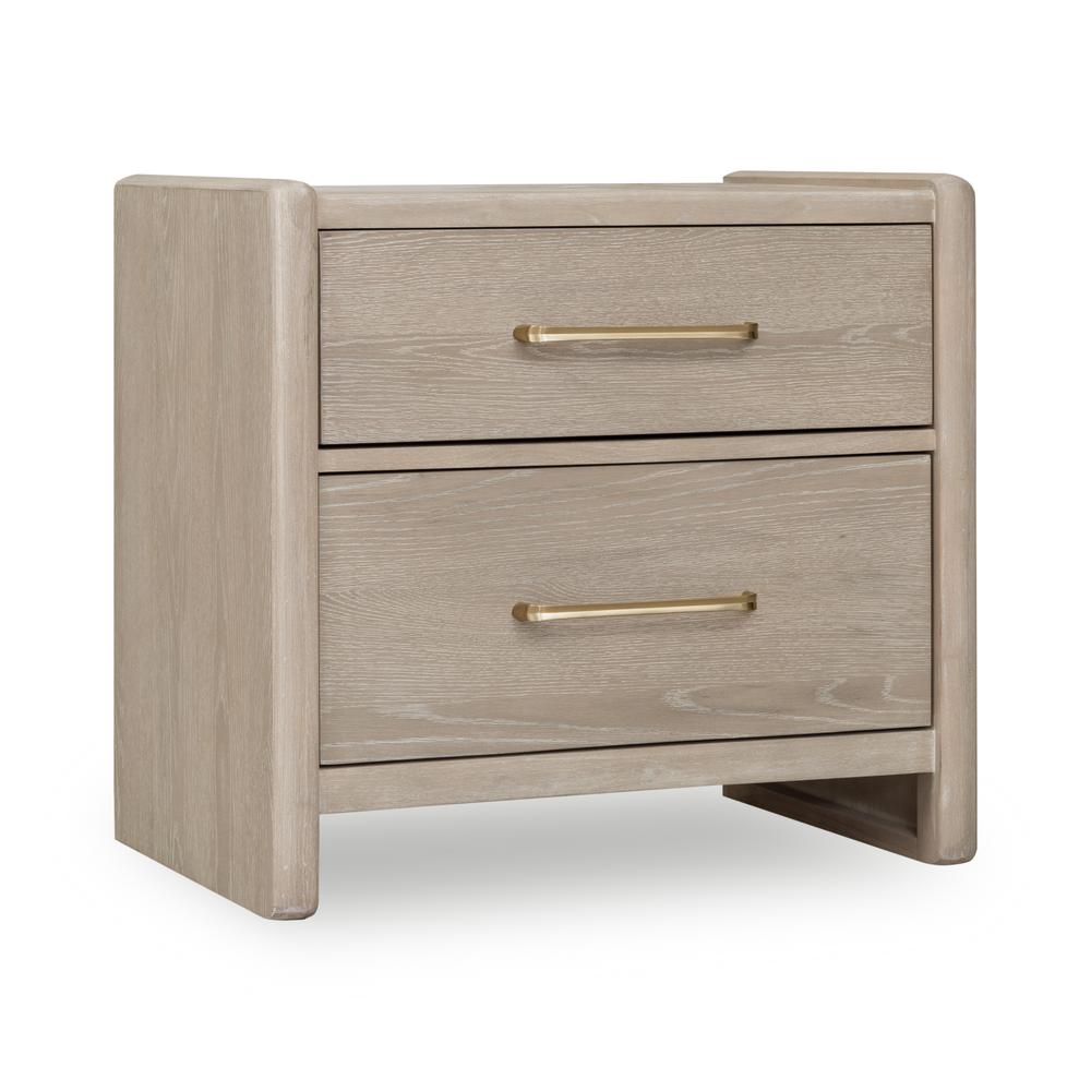Gardenia 2 Drawer Oak Wood Nightstand in Chai. Picture 2