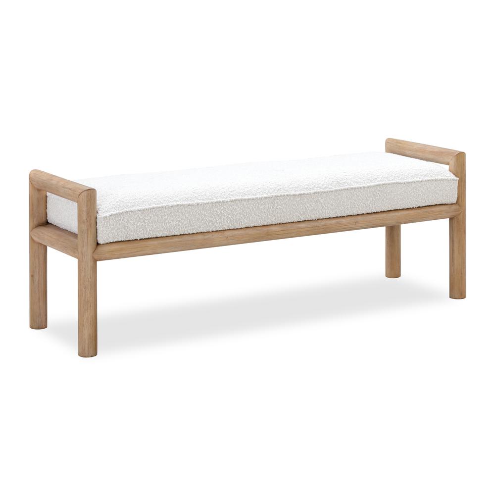 Dorsey Boucle Upholstered Wooden Bench in Granola and Ricotta. Picture 3