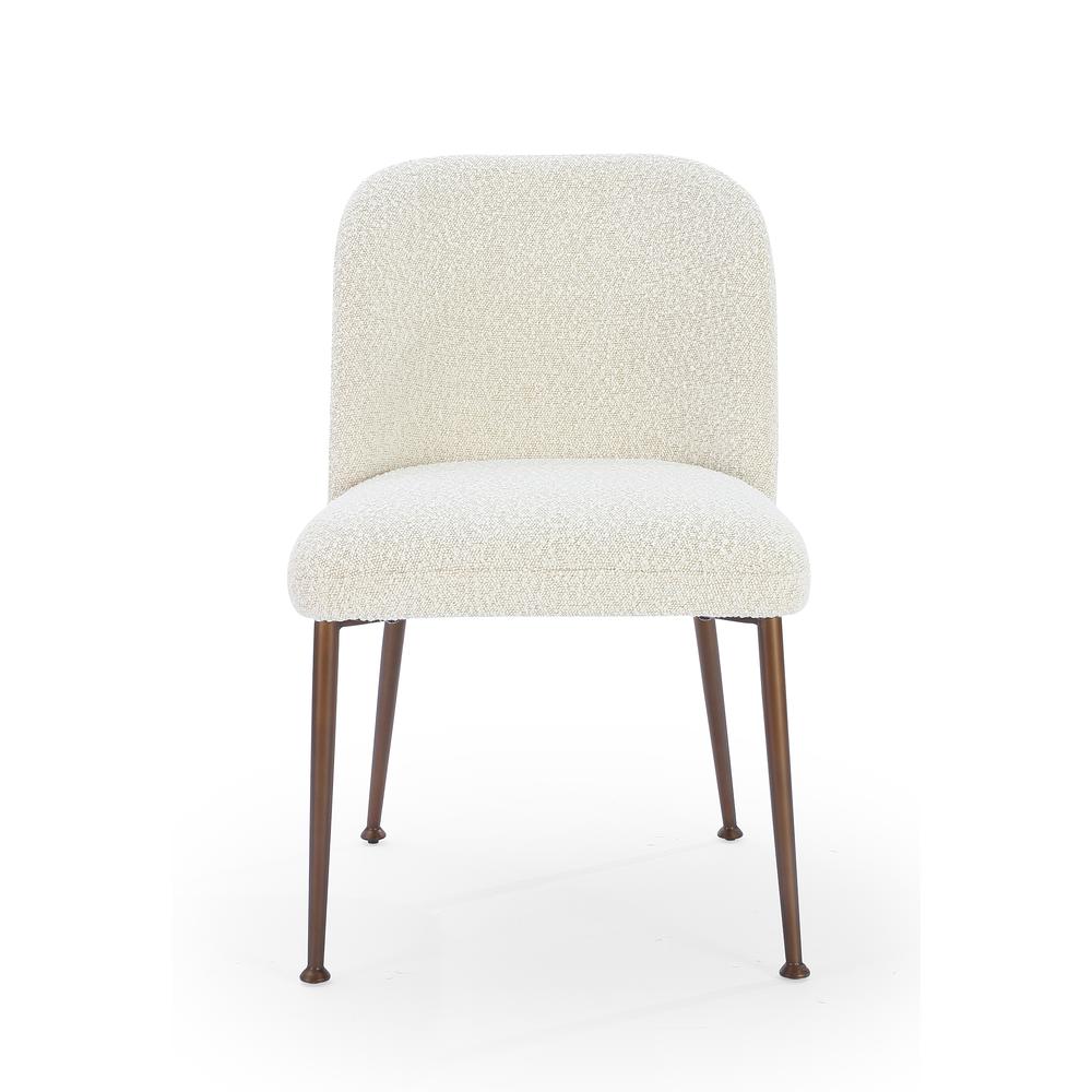 Avery Upholstered Dining Chair in Ricotta Boucle and Bronze Metal, set of 2. Picture 3