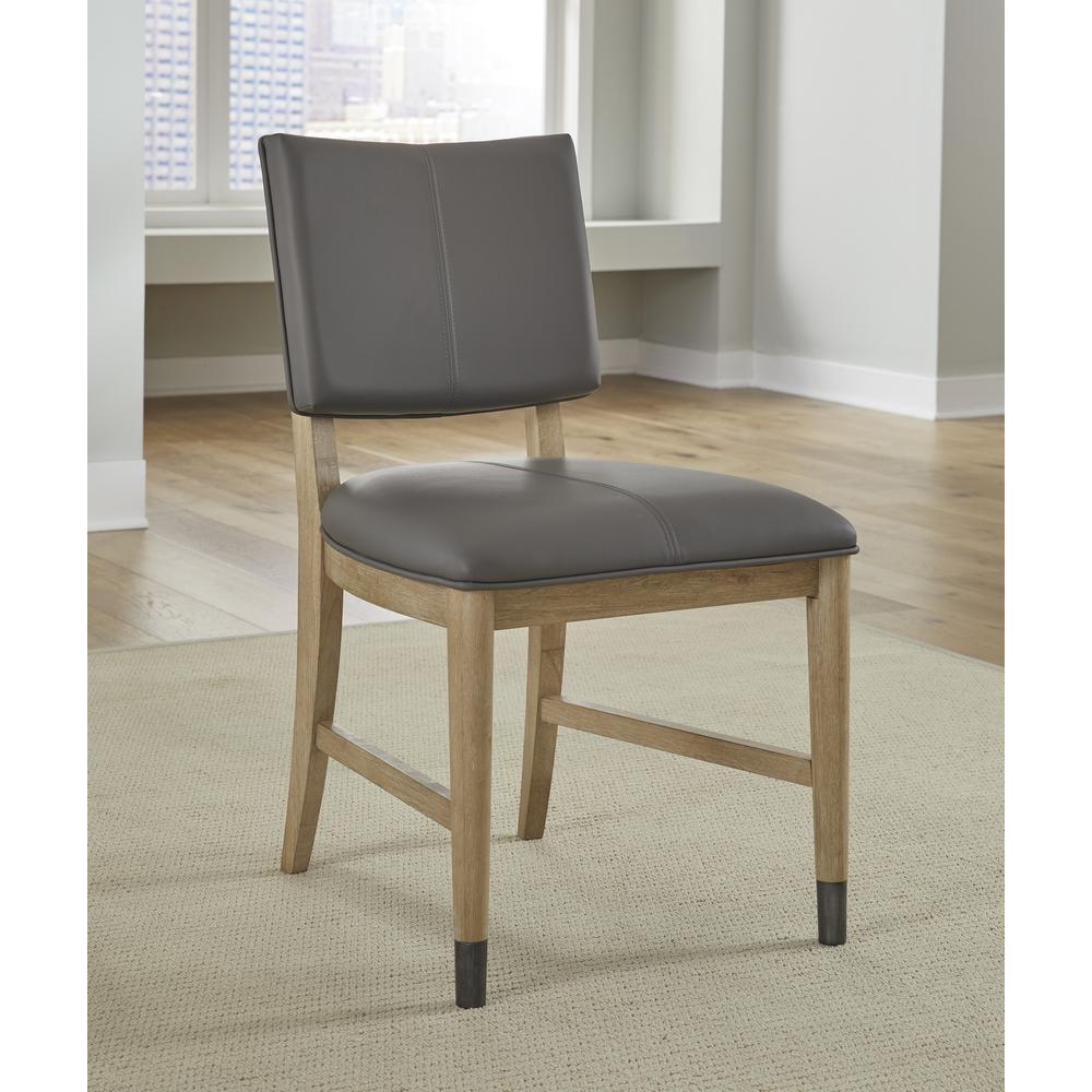 Franklin Dining Chair in Au Natural and Gray Leather. Picture 2