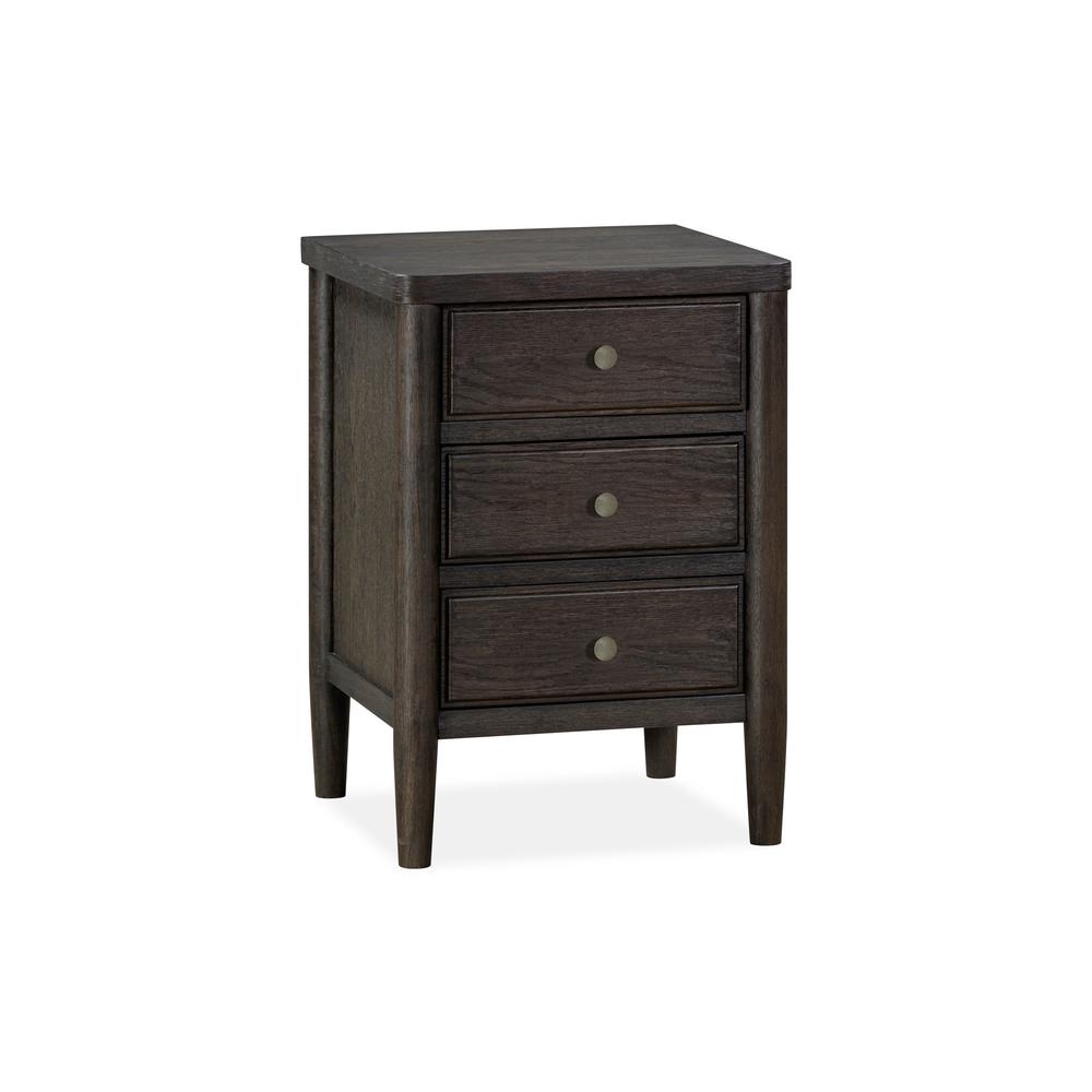 Rockport Three Drawer Oak Wood Nightstand in Yin. Picture 2