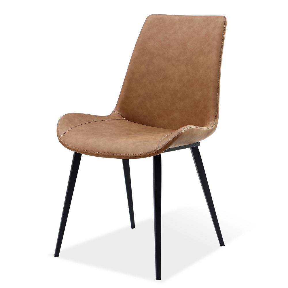 Nicoya Upholstered Dining Chair in Buckskin Synthetic Leather, set of 2. Picture 1