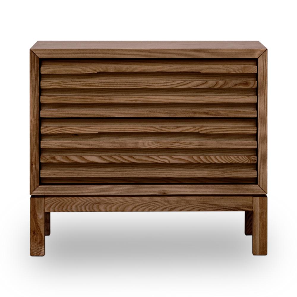 Tanner Two Drawer Ash Wood Nightstand in Roux. Picture 1