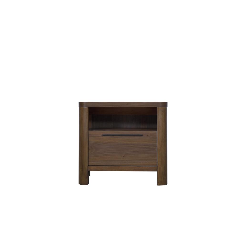 Totes One Drawer Nightstand in English Walnut. Picture 1