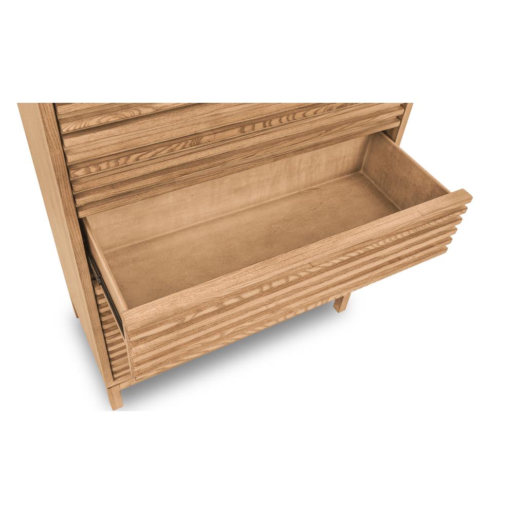 Tanner Five Drawer Ash Wood Chest in Flaxen. Picture 4